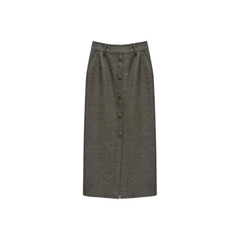INSUN Casual Long Skirt Women's Light Chestnut-0