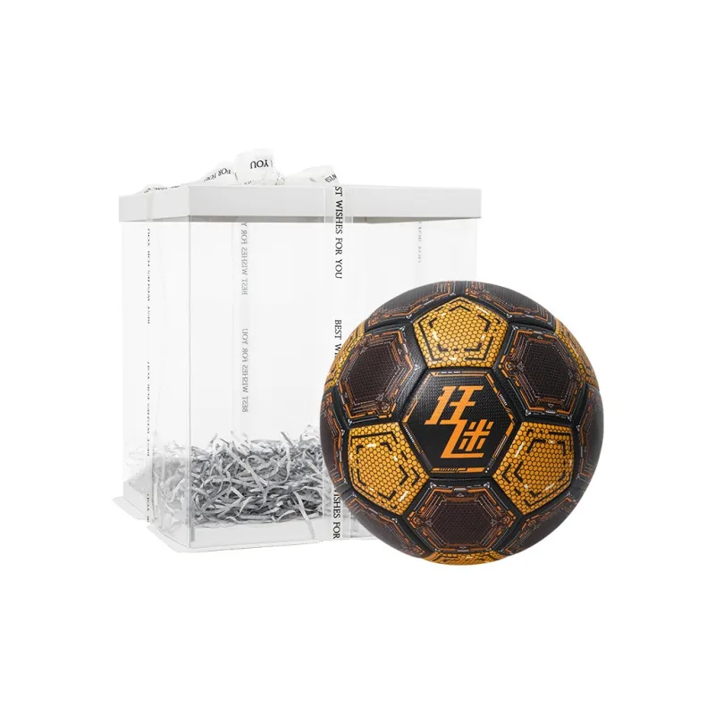 Kuangmi Size 5 Soccer PU Seamless Thermal bonding Unisex Black Gold-14