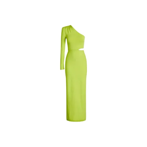 SCANLAN THEODORE Crepe Knit One Shoulder Gown Evening Dress Women's Neon