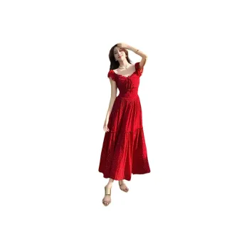 Mu Xiao Xin Slip Dresses Women's Red