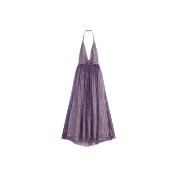 SCANLAN THEODORE Tinsel Tulle Backless Gown Evening Dress Women's VIOLET/Purple
