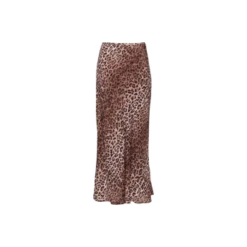 Rixo Kelly Leopard print Silk Midi Skirt