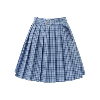 SOON FLOWER Casual Short Skirts Women's Blue Plaid