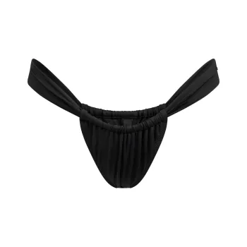SKIMS SS25 SIGNATURE SWIM RUCHED THONG BIKINI BOTTOM Swimming Shorts Women's ONYX/Onyx