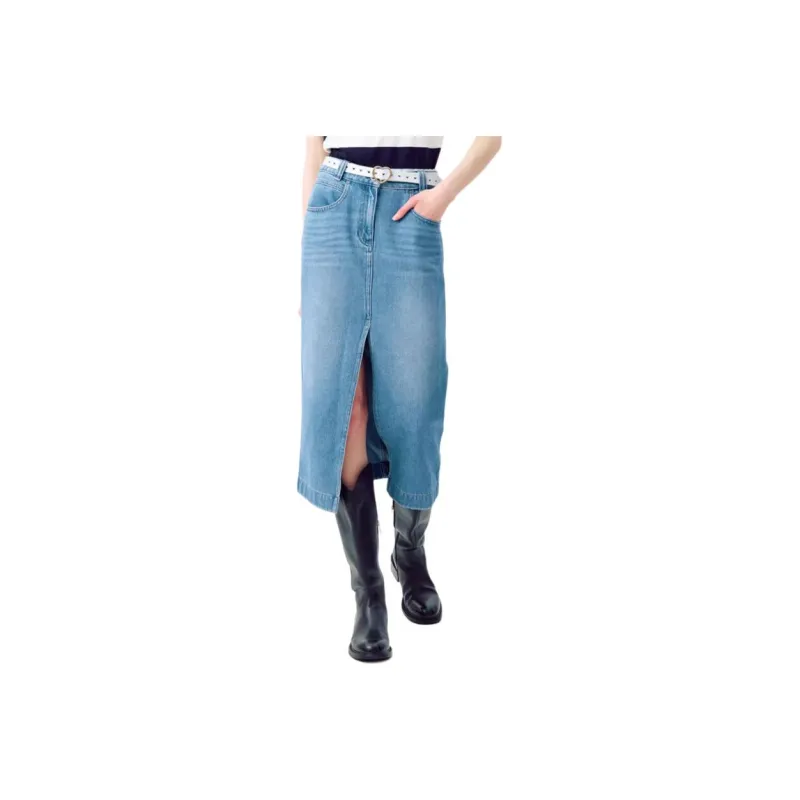 HAZZYS Casual Long Skirt Women's Blue-0