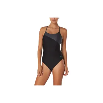 Speedo Asymmetrical Colorblock One Piece Black One piece Swimsuit Women's