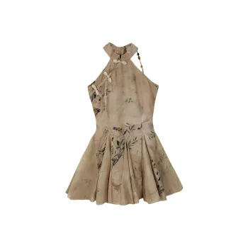 DOKZB Sleeveless Dresses Women's Apricot