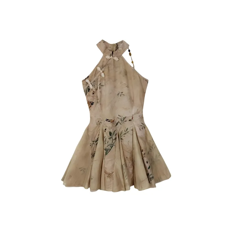 DOKZB Sleeveless Dresses Women's Apricot-0