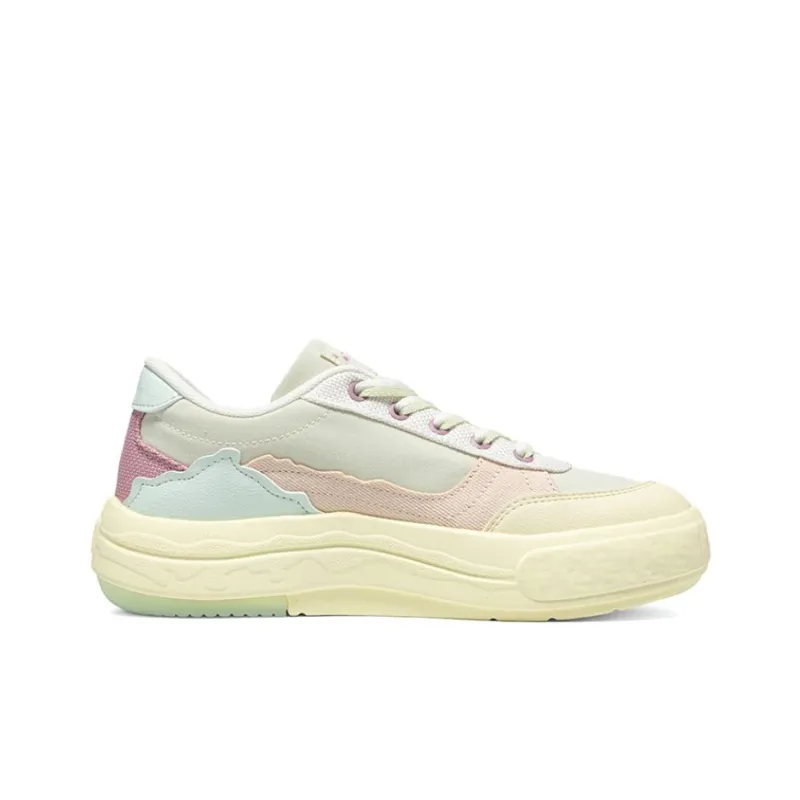 361° Slip Resistant And Breathable Low Top Skateboard Shoes Women's Beige Green Pink-1