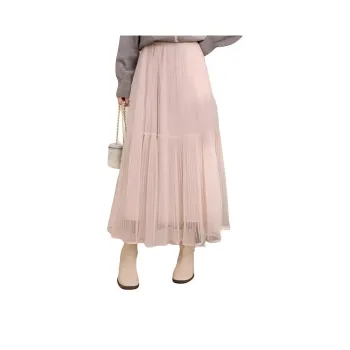 Alxnan Casual Long Skirts Women's Light Pink