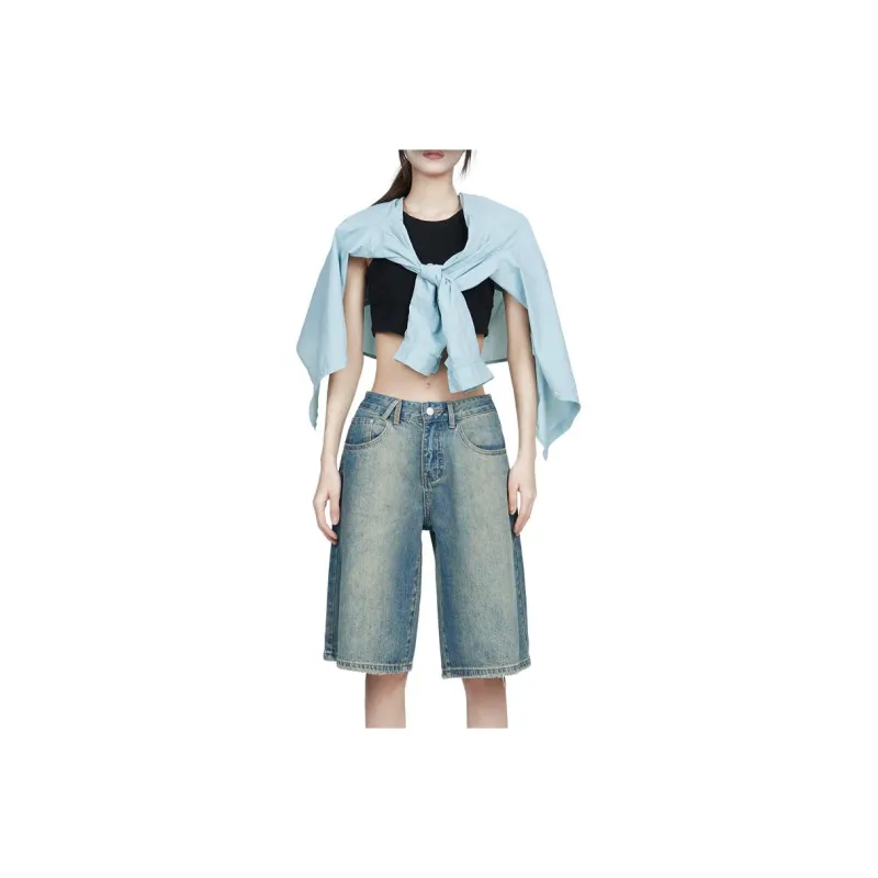 ZNZX Denim Shorts Women's Nostalgic Blue-0