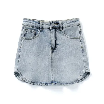 FHMY Denim Short Skirts Women's Vintage Blue