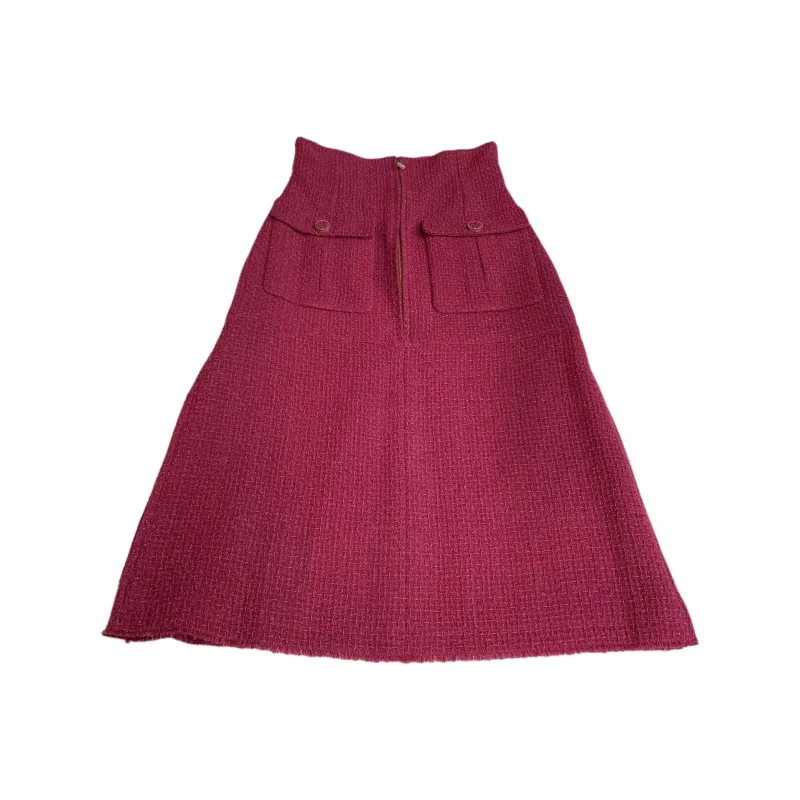 CHANEL 16K Fall Winter Premium Ready to Wear Collection Casual Long Skirt Women's Rose Red-0