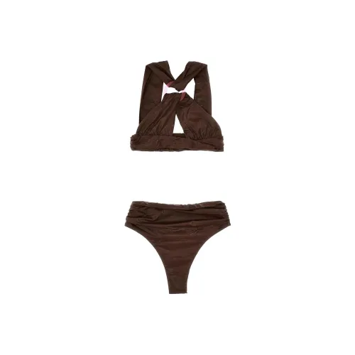 The Attico Cross Strap Faux Leather Bikini Set