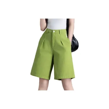 You Cow Me Pants Denim Shorts Women's Avocado Green