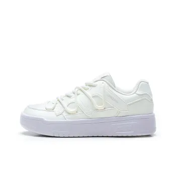 QIAODAN Anti Slip Wear Resistant Low Top Skateboard Shoes Women's White Purple