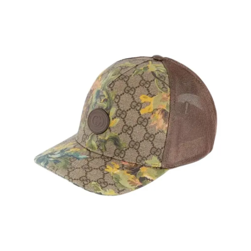 GUCCI Canvas, Cotton Linen Blend, Leather Baseball Caps Unisex Brown-0