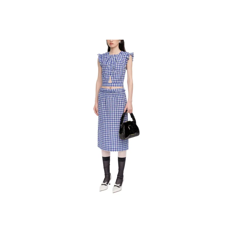 SHUSHUTONG Casual Long Skirts Women's Blue-0