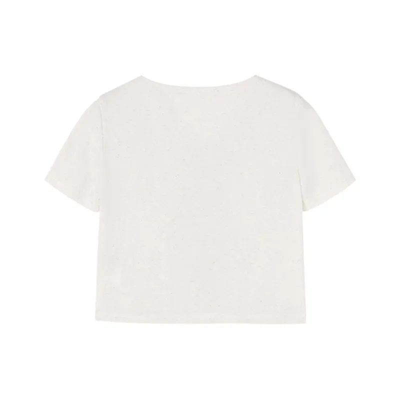 XIANGYING Shirt Sleeve T Shirt Women's Ecru-1