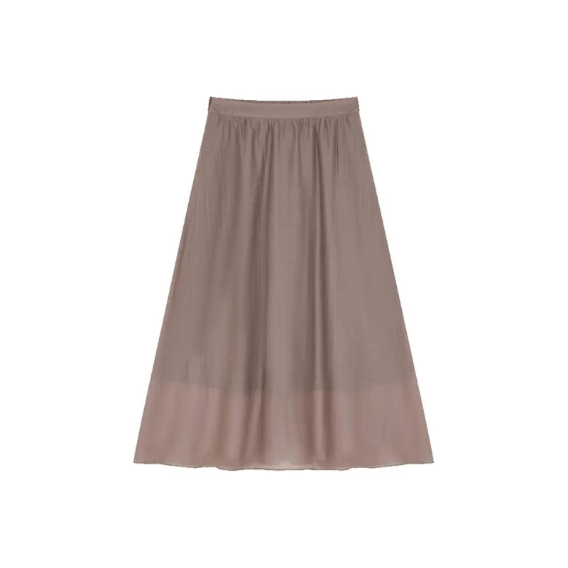IHIMI Casual Long Skirt Women's Gray Pink-0