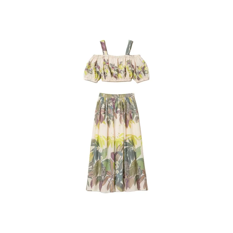 Twinset Jungle print Cotton Skirt Set-0