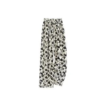 TOUCH Casual Pants Women's Beige With Black Floral