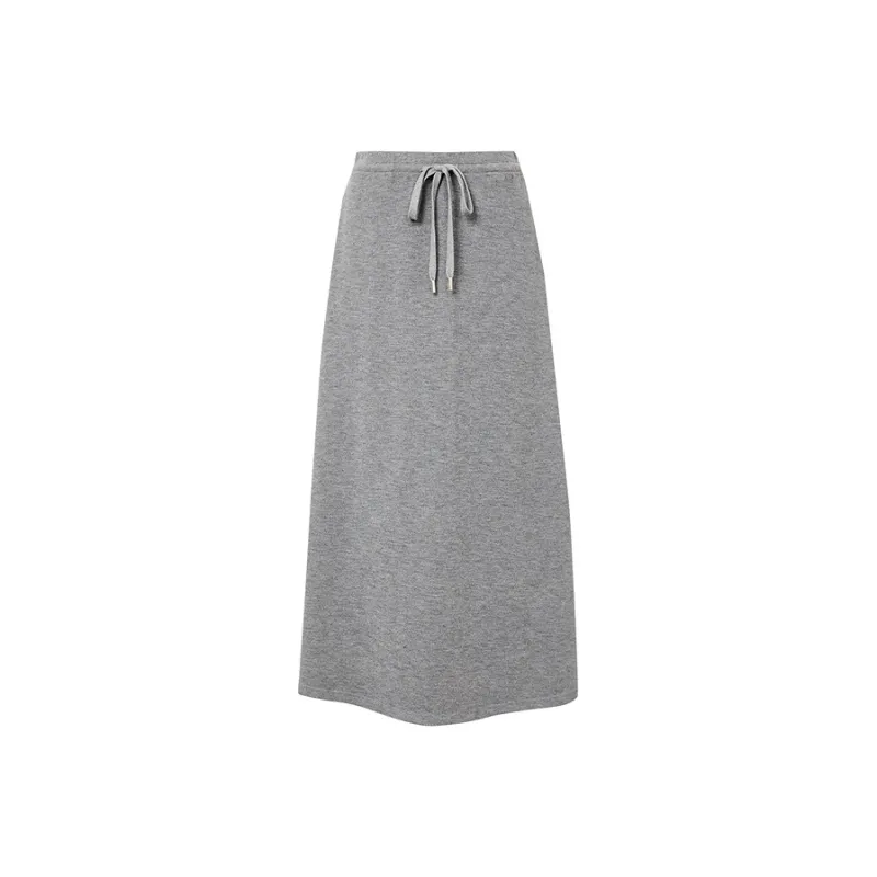 Hopeshow Casual Long Skirt Women's Smoke Gray-0