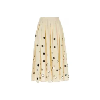 PRADA Embroidered Detailed Pleated Skirt