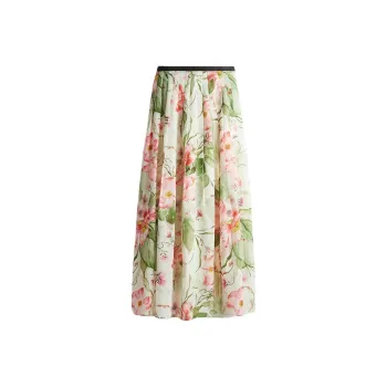 H&M Casual Long Skirt Women's White/Floral