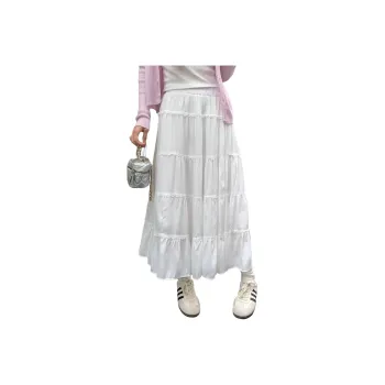 TUSHIFEI Casual Long Skirt Women's White