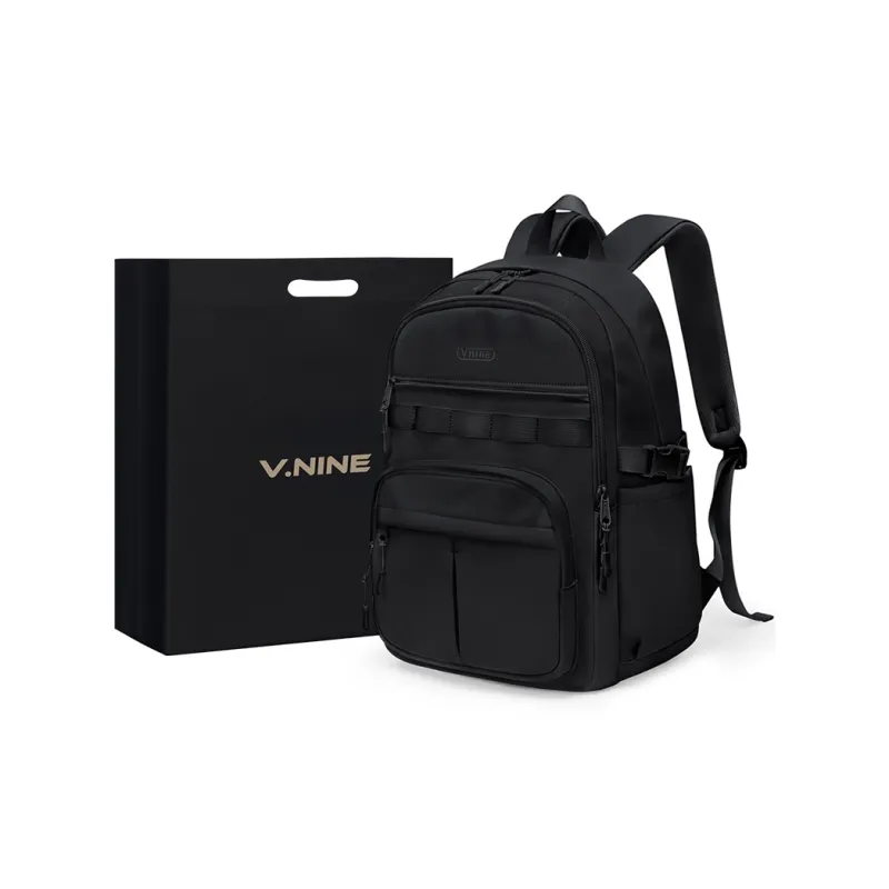 V.NINE Fabric Laptop Bag Backpack Backpack Large Size Unisex Almond White/Glutinous Beige Black-5
