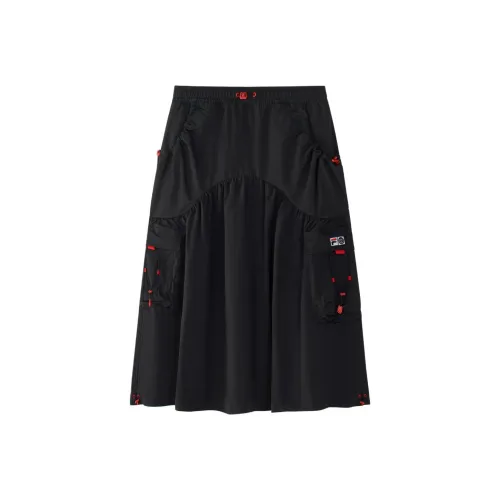 FILA FUSION x ROUND TWO Casual Long Skirts Women's Jet Black