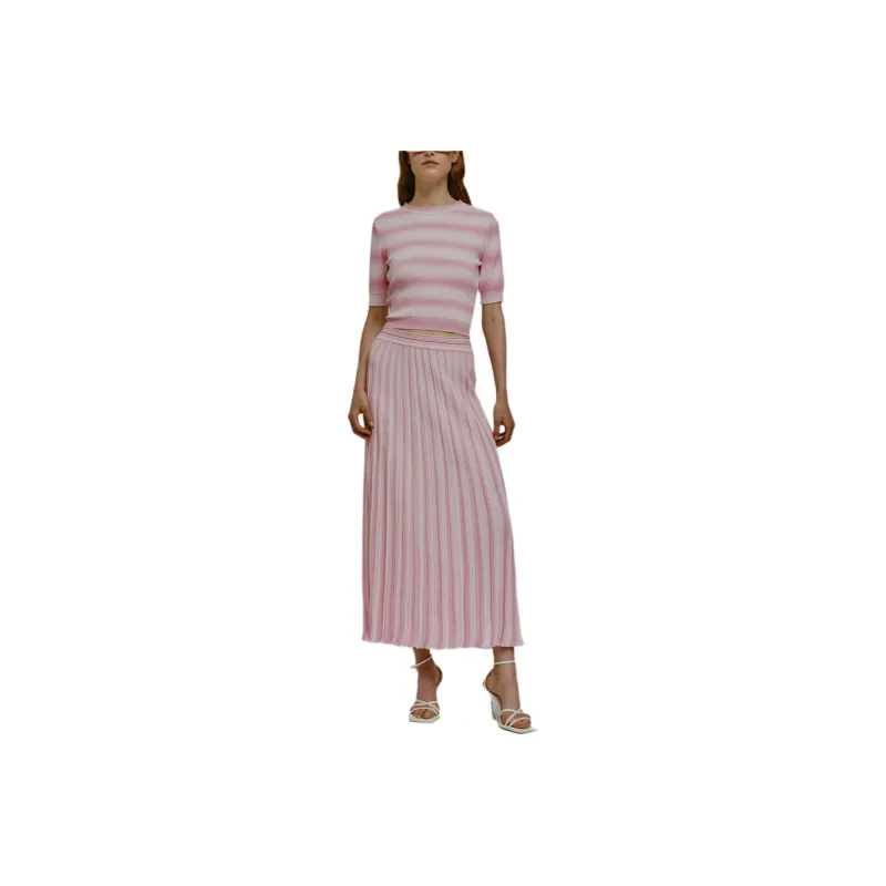 Antonino Valenti Casual Long Skirts Women's Bubble Gum Pink Red-0