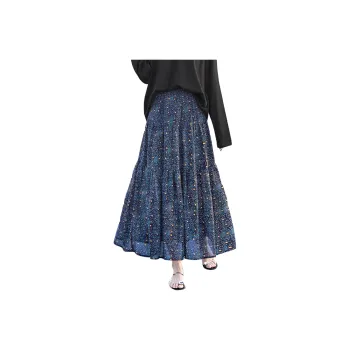 TOUCH Casual Long Skirt Women's Blue Floral