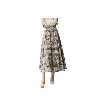 Late White Casual Long Skirts Women's Multicolor