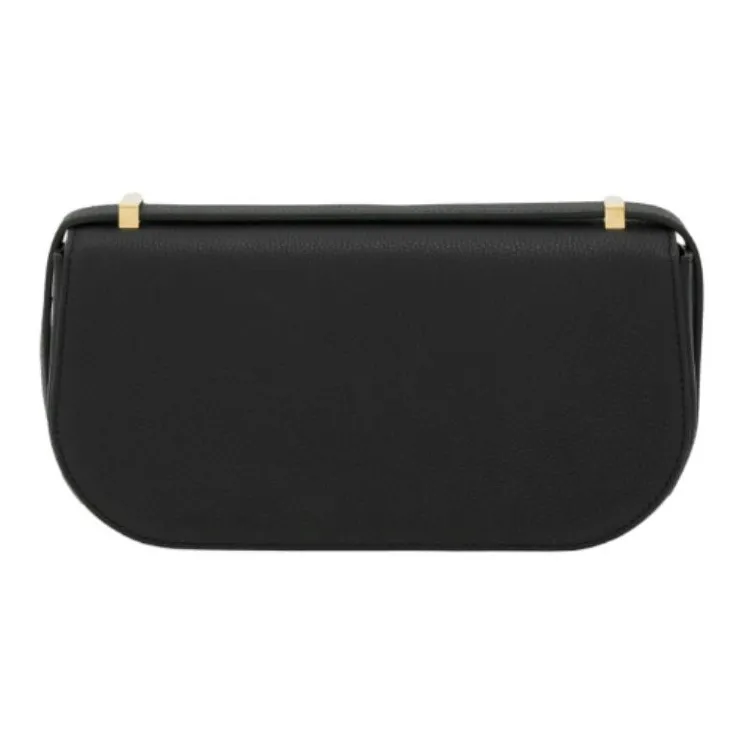 FERRAGAMO GANCINI Cow Leather Shoulder Bag Mini Women's Black-2