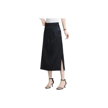 Yi Mengyuan Silk Casual Long Skirt Women's Otter Black