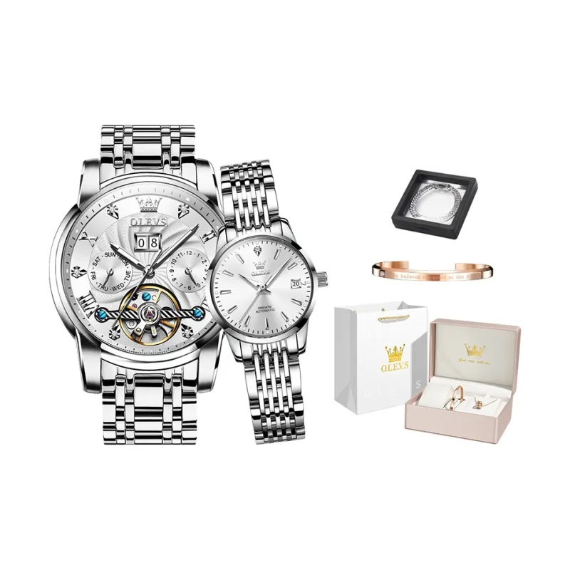 OLEVS Mechanical Movement Watch Unisex Black Dial-1