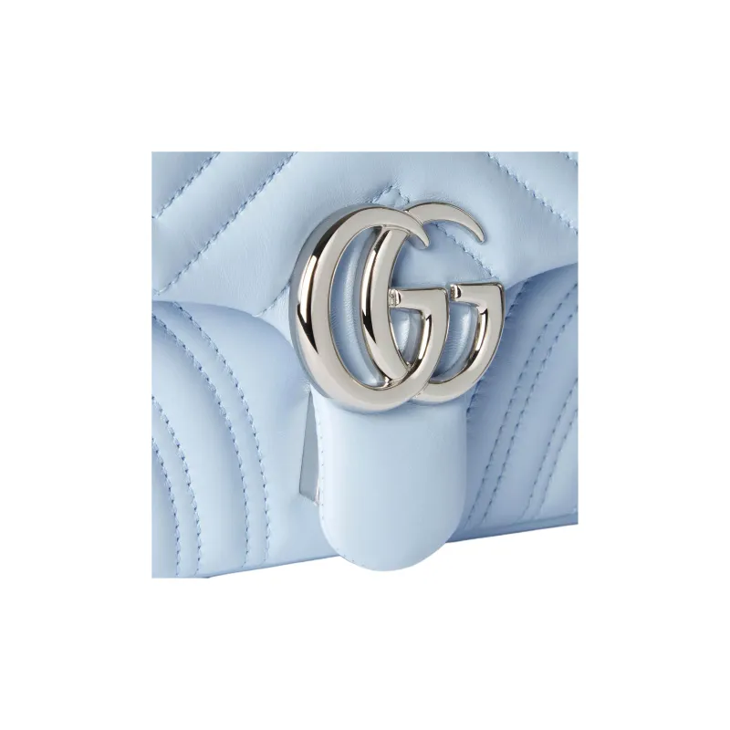 GUCCI GG Marmont Lambskin Shoulder Bag Small Size Women's Light Blue-5