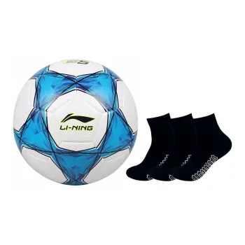LiNing Size 5 Ball Soccer PVC Machine Stitched Soccer Ball Unisex Blue White