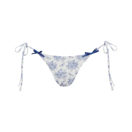 WITH JEAN FW24 Juni Bikini Bottom Swimming Shorts Women's White Base Blue Multicolor