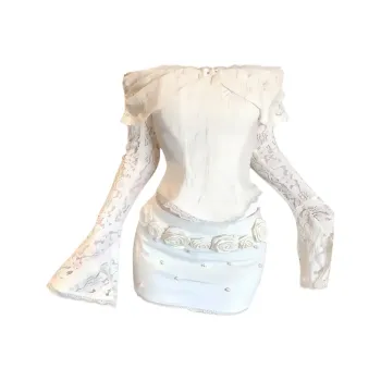 COVER TIME Two Piece Skirt Sets Women's White