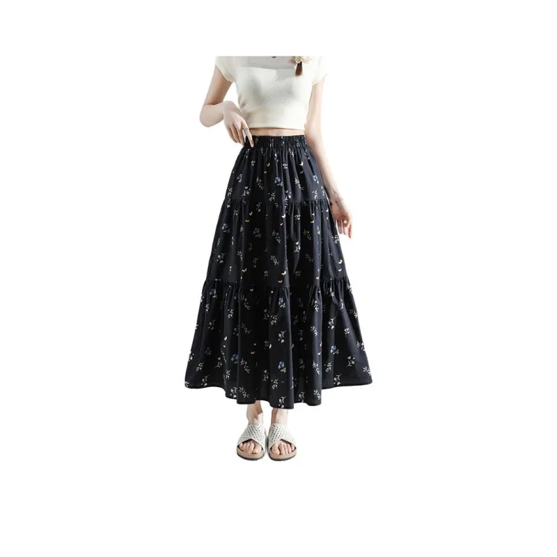 Flowers In Water Casual Long Skirt Women's-0