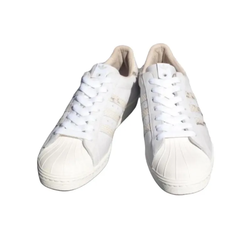 Adidas Originals Superstar 80s Wear resistant And Lightweight Low Top Skateboard Shoes Men's White-3