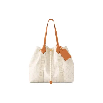 LOUIS VUITTON Coated Canvas Hobo Tote Bag, Shopping Bag, Handbag Men's Brown & Ecru