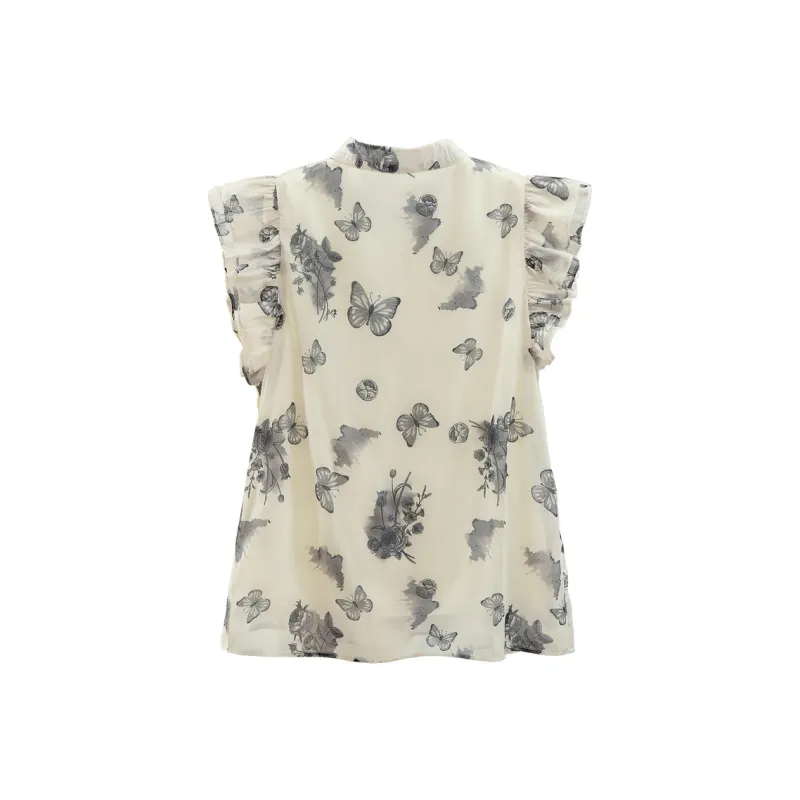Cypress House Shirt Women's Apricot Gray Butterfly-1