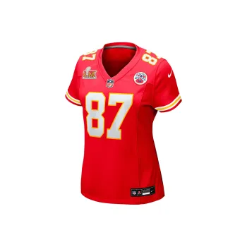 Nike NFL SS25 Travis Kelce Kansas City Chiefs Super Bowl LIX Rugby Jerseys Women's Red