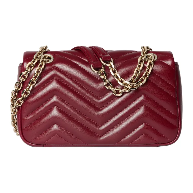 GUCCI GG Marmont Leather Shoulder Bag Trumpets Women's Red-3