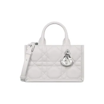 DIOR BookTote Calfskin Tote Handbag Mini Women's White