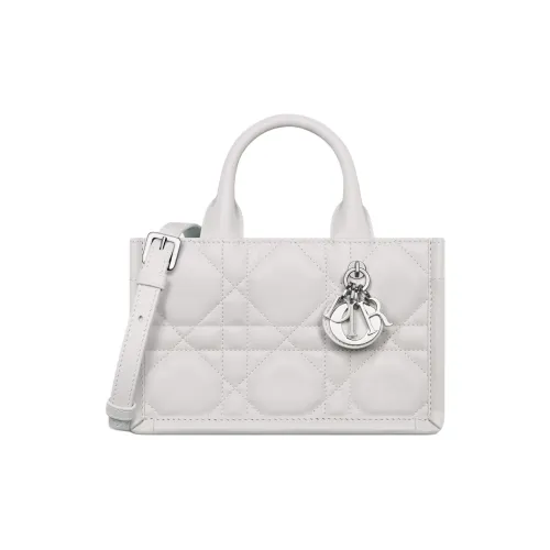 DIOR BookTote Calfskin Tote Handbag Mini Women's White